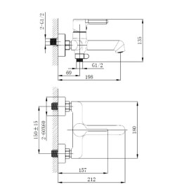 Смеситель для ванны Haiba HB60814-7, черный