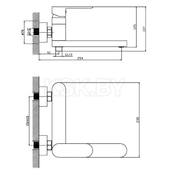 Смеситель для ванны Haiba HB61590, хром (HB61590) 