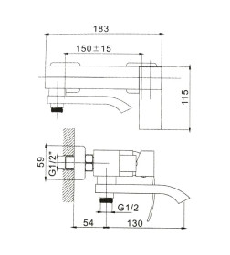 Смеситель для ванны Haiba HB60815, сталь