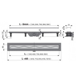 Трап для душа Alcaplast Simple 650х60мм, APZ8-650