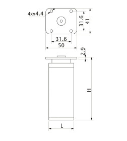 Опора мебельная квадратная DAКP-27 h=100