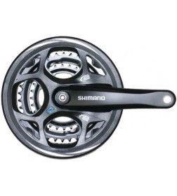 Система Shimano Altus, FC-M311, черный, 170 мм, с защитой, квадрат, 48/38/28T, EFCM311C888CL