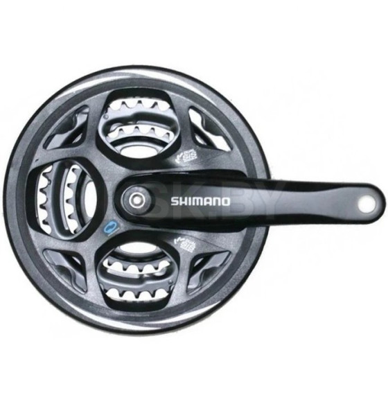 Система Shimano Altus, FC-M311, черный, 170 мм, с защитой, квадрат, 48/38/28T, EFCM311C888CL (6475) 