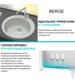 Мойка из искусственного камня Berge BR-5100 (серая)