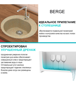 Мойка из искусственного камня Berge BR-5200 (серый)