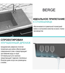 Мойка из искусственного камня Berge BR-5850 (графит)