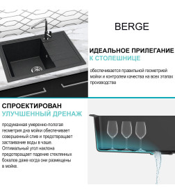 Мойка из искусственного камня Berge BR-5850 (черный)