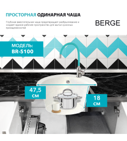 Мойка из искусственного камня Berge BR-5100 (серая)