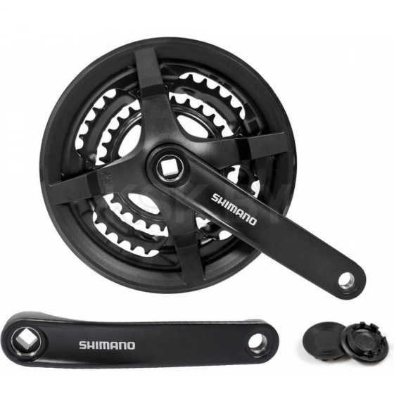 Система шатунов Shimano TY301, 175 мм, 48/38/28T, длина шатуна 175 мм, без упаковки, черный (5210) 