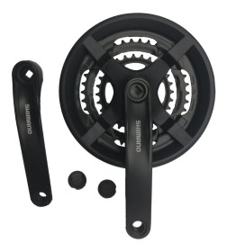 Система шатунов Shimano TY301, 175 мм, 48/38/28T, длина шатуна 175 мм, без упаковки, черный