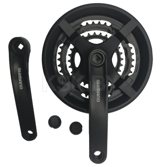 Система шатунов Shimano TY301, 175 мм, 48/38/28T, длина шатуна 175 мм, без упаковки, черный (5210) 