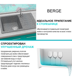 Мойка из искусственного камня Berge BR-7602 (графит)