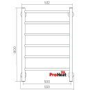 Полотенцесушитель электрический ProHeat Line 500х800 (6) кнопка белый