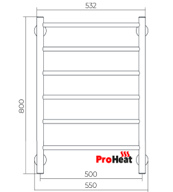 Полотенцесушитель электрический ProHeat Line 500х800 (6) кнопка белый