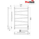 Полотенцесушитель электрический ProHeat Quadro Diago 500 х 800 (7) термостат + таймер черный муар