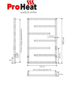 Полотенцесушитель электрический ProHeat Quadro Nova 500 х 800 термостат + таймер черный муар