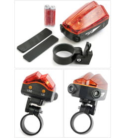 Фонарь велосипедный с лазерной подсветкой 5LED+2 красных лазера Яркий луч