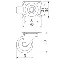 Колесо мебельное с резиновым ободом d38мм (11079) 