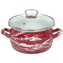 Кастрюля эмалированная "Шейк Бордово-Белый" 5,0 л, ручка крышки нержавейка, (форма сфера) САНТЭКС (1-2450111) 