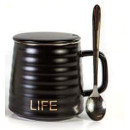 Кружка с ложкой и крышкой MUG-323 цвет МИКС (MUG-323) 