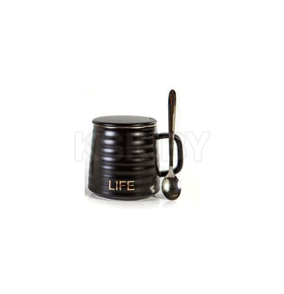 Кружка с ложкой и крышкой MUG-323 цвет МИКС (MUG-323) 