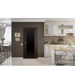 Дверное полотно  № 8Х Венге мелинга стекло чёрный триплекс 2000х600х35мм УЦЕНКА