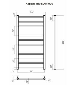 Полотенцесушитель Аврора П10 500х1000 Сатин