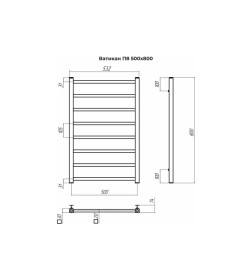 Полотенцесушитель Ватикан П8 500х800