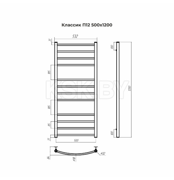 Полотенцесушитель Классик П12 500х1200 (4670078544056) 