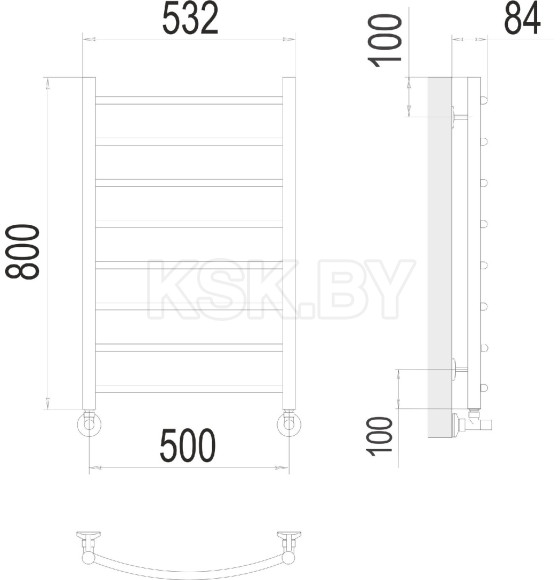 Полотенцесушитель Классик П8 500х800 Матовое золото (46700785302023МатЗолото) 