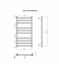Полотенцесушитель Ното П10 500х1000 Матовое Золото