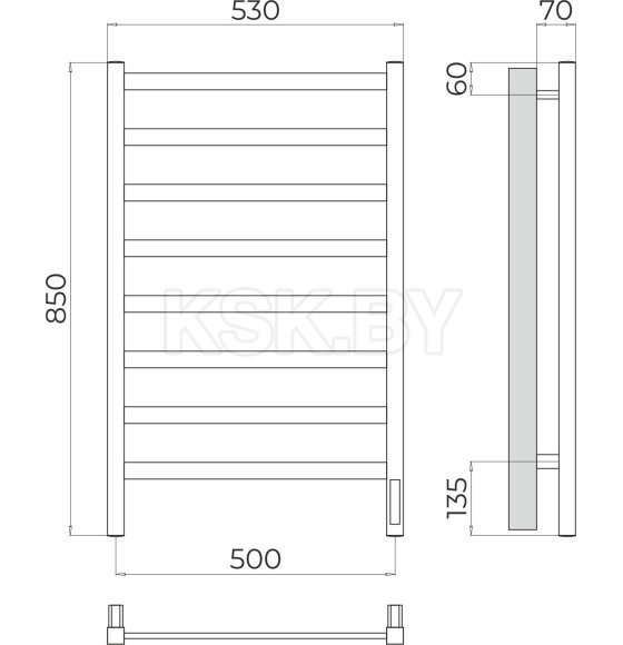 Полотенцесушитель Ното П8 500х850 Электро (quick touch) (4670078544537) 