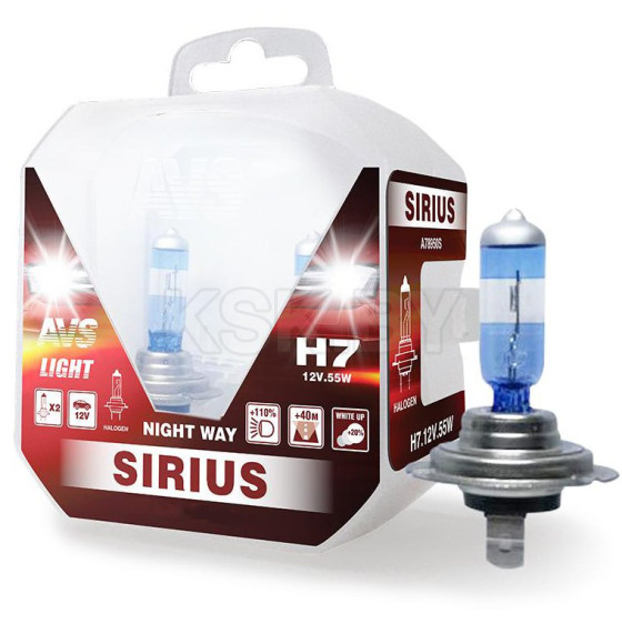 Автолампа AVS SIRIUS/NIGHT WAY/ PB H7.12V.55W.Plastic box (уп. 2шт.). (A78950S) 