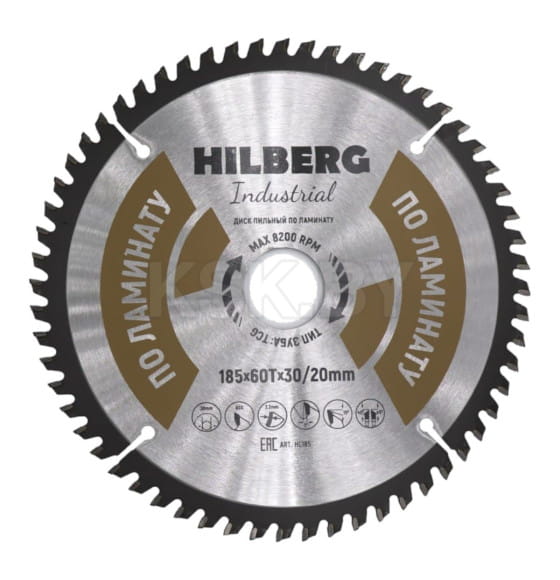 Диск пильный по ламинату 185х60Тх30/20 мм Hilberg Industrial HL185 (HL185) 