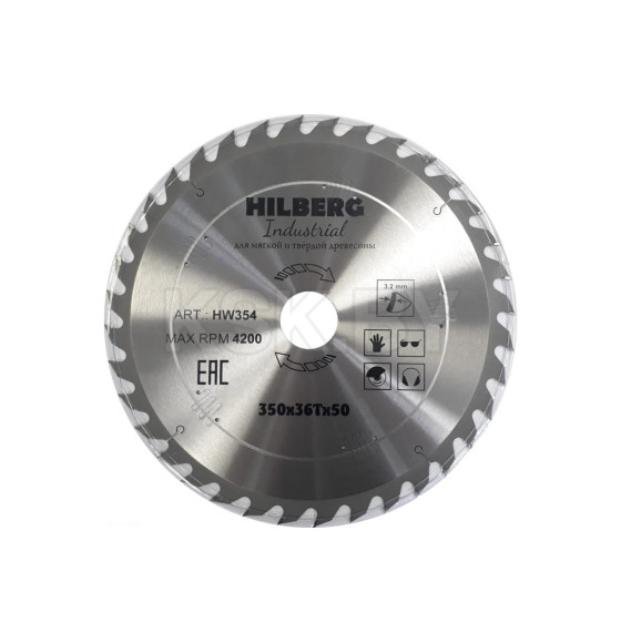 Диск пильный по дереву 350х36Тх50 мм Hilberg Industrial HW354 (HW354) 