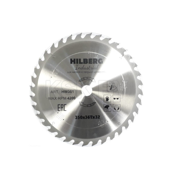 Диск пильный по дереву 350х36Тх32 мм Hilberg Industrial HW351 (HW351) 