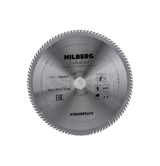 Диск пильный по дереву 450х100Тх50 мм Hilberg Industrial HW453 (HW453) 