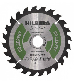 Диск пильный по дереву 200х24Тх30 мм Hilberg Industrial HW200