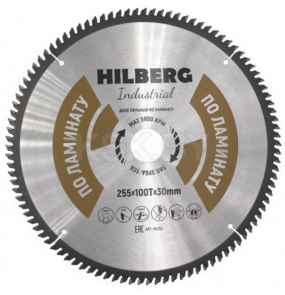 Диск пильный по ламинату 255х100Тх30 мм Hilberg Industrial HL255 (HL255) 