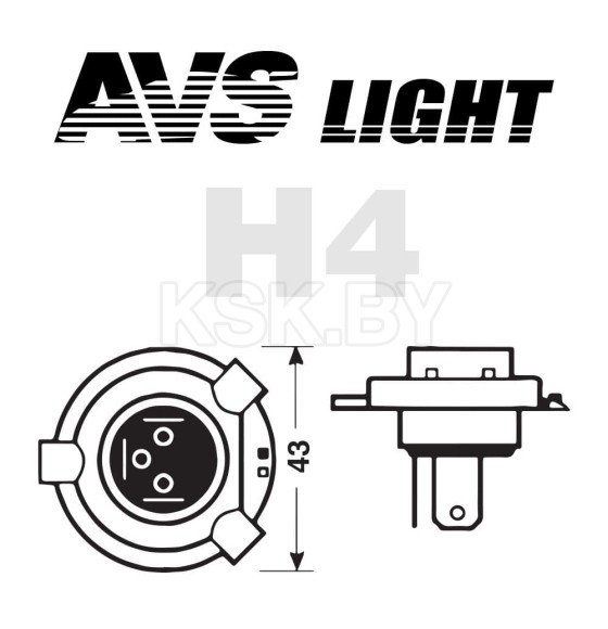 Автолампа AVS SIRIUS/NIGHT WAY/ PB H4.12V.60/55W.Plastic box (уп. 2шт.). (A78949S) 