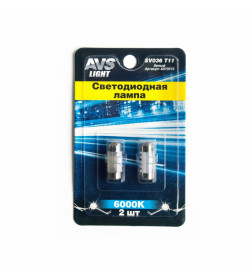Автолампа светодиодная SV036 T11/белый/ (SV8,5) 4SMD 2835, 28 мм,  (уп. 2шт.).