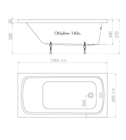 Ванна акриловая 140х70 см Стандарт Triton Н0000099327