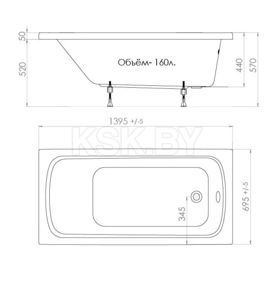 Ванна акриловая 140х70 см Стандарт Triton Н0000099327 (Н0000099327) 