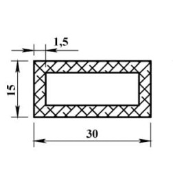 Трубка алюминиевая прямоугольная 30х15х1,5х2000мм
