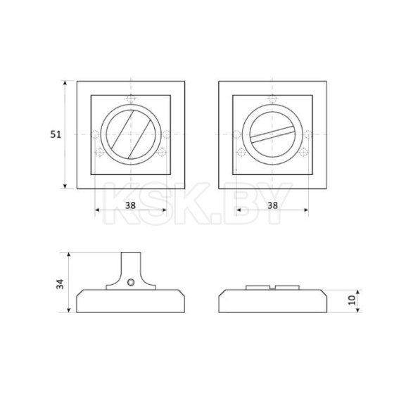 Завертка квадратная Vela Prima WC-Quadro BL черный