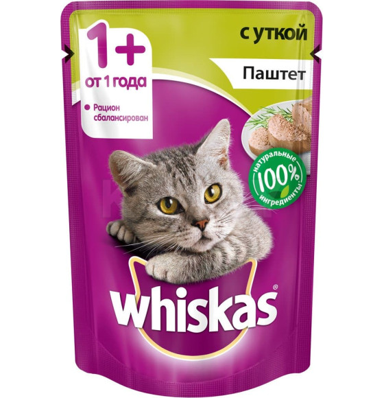 Корм влажный Whiskas паштет с уткой 75 г (272006157) 