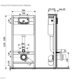 Инсталляция для подвесного унитаза KK POL PREMIUM ZSP/M500/0/K