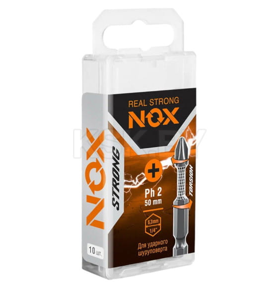 Бита PH2х50 мм torsion E 6,3 (10 шт.) "NOX STRONG" 336250 (336250) 
