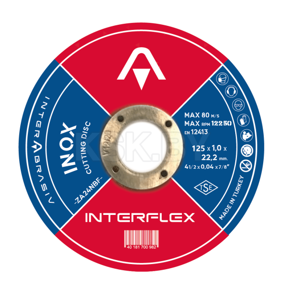 Круг отрезной по металлу 125x2x22,23 мм Т41 AO46TBF INOX Interflex 4079122010 (4079122010) 