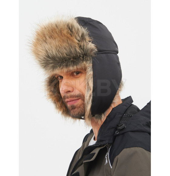 Шапка ушанка зимняя HUNTSMAN Евро Енот Черный с маской 58-60 тк Taslan